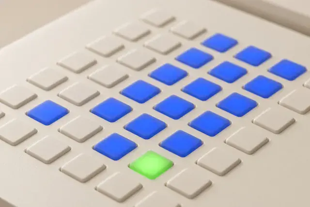 A grid of backlit keys