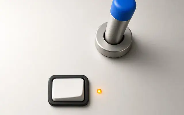 A metal toggle switch on a bone-coloured panel