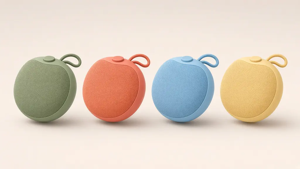 Cobble One in Moss, Coral, Sky and Butter standing in a row