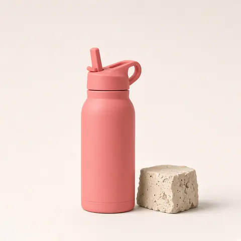 Coral kids' bottle with a straw cap