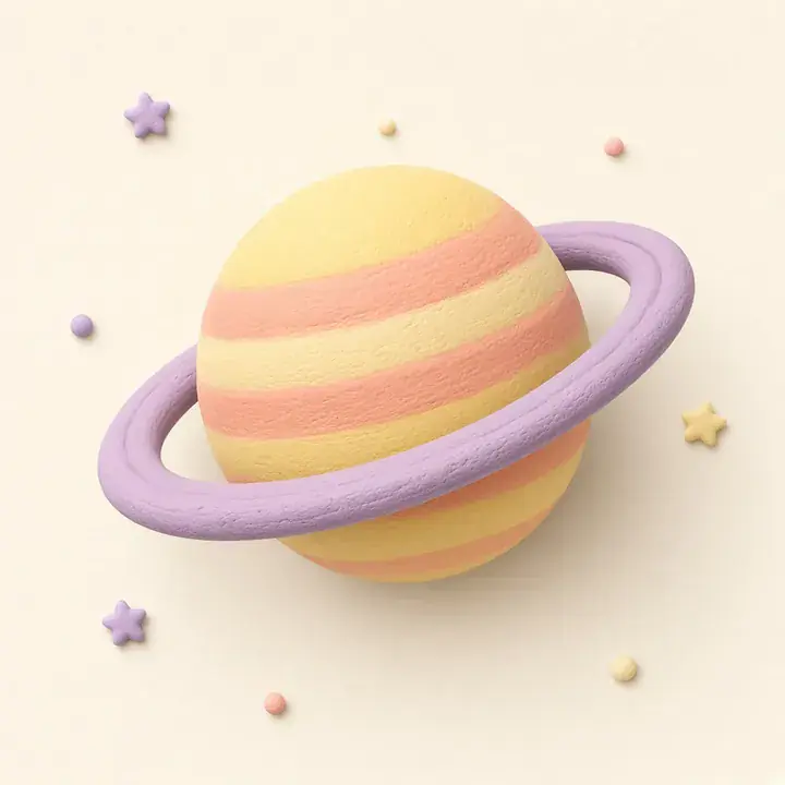 A clay planet with a ring