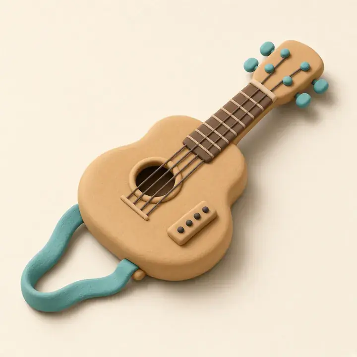 A small four-string clay instrument