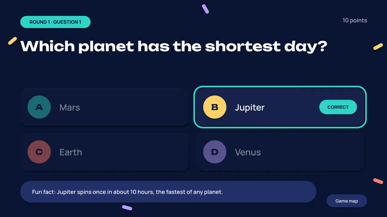 Slide 7: Question 1: answer and fun fact