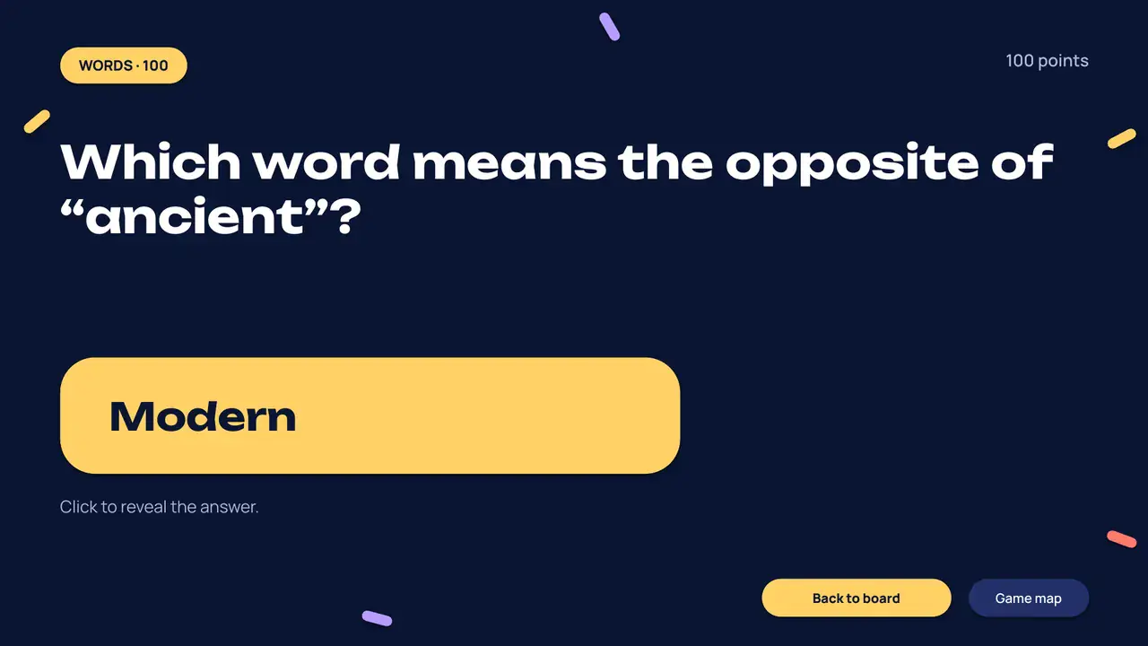 Slide 23: Board: Words 100