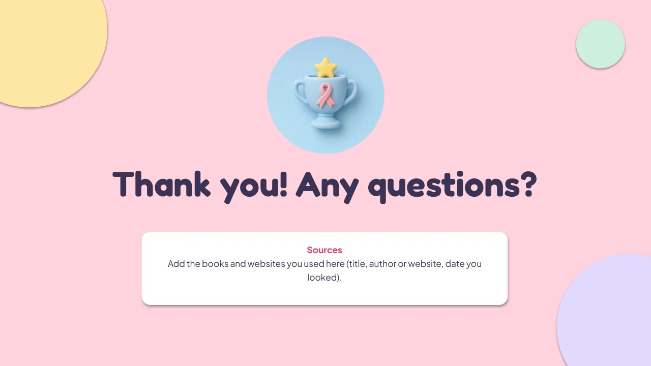 Slide 15: Thank you, questions and sources
