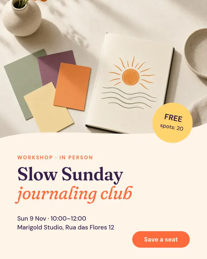 Event invite: Instagram portrait template sample for the fictional Marigold Studio